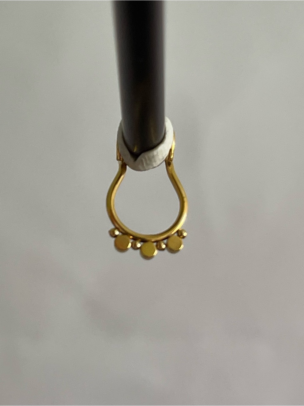 Gold Septum Clip On Hoop with Crystal Accents - Picture 4 of 6